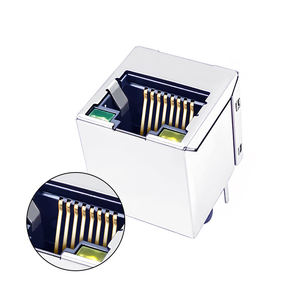 Amostra Grátis: Melhor Conector Ethernet RJ45 Mini Plug Cat6 <span class=keywords><strong>Cat5</strong></span> com Revestimento Dourado, Conector Fêmea de 8 Pinos com LED Amarelo/Verde - Product Image 1