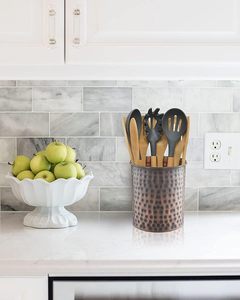 Elegant Antique Copper Stainless Steel <b>Utensil</b> <b>Holder</b> with Sturdy Metal Base <b>Kitchen</b> Storage Spice Rack - Product Image 4