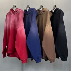 Personnalisé Vintage gris polaire surdimensionné lourd 100% coton blanc lavé à l'acide en détresse pantalons de survêtement à capuche ensemble printemps - Product Image 1