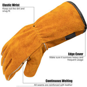 Guantes de soldadura de cuero dividido de piel de vaca resistente de alta calidad, certificado CE, resistente a la abrasión, resistencia al calor, brazalete de seguridad - Product Image 4
