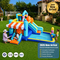 Castillo Inflable de Tela Oxford 420D 840D con Soplador Incluido, Fácil de Instalar, para Juegos Acuáticos de Verano al Aire Libre
