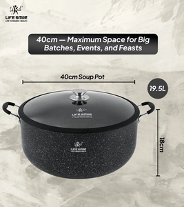 Marmite en granit de qualité supérieure antiadhésive avec couvercle en verre et bord en silicone - Product Image 2