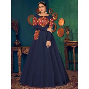 ชุดราตรีผ้าจอร์เจตต์ปักดิ้นลายมุกสีน้ำเงินและกระจก น้ำหนัก 2 กก. ไซส์ XS-XL - Product Image 2