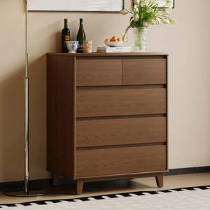 Commode haute moderne à 5 tiroirs en bois, meuble de rangement pour chambre à coucher, idéal pour hôtels commerciaux et appartements - Product Image 2