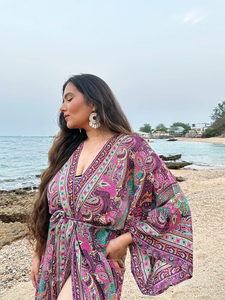 New Luxury Boho Kimono Sari From Regal House-Floral and Solid <b>Vintage</b> Print Breathable Robe/Gown for Royal Flowy Lounge - Product Image 6