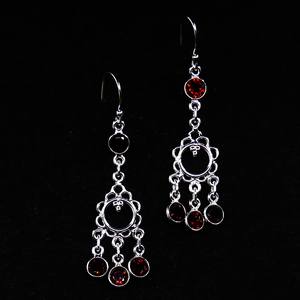 ชุดสำหรับงานแต่งงาน925เงินสเตอร์ลิงประดับทองโกเมนอัญมณีชุดต่างหูแบบห้อยสำหรับผู้หญิง - Product Image 1