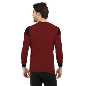 Best Quality Men's T-Shirt Maroon Color Full Sleeve Round Neck Pullover <b>Slim</b> Fit Street Wear Men's T-Shirt For Adult - Product Image 2