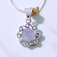 Pendentifs et breloques raffinés en argent sterling 925 avec pierres précieuses turquoises et pierres de lune anciennes, taille ronde, cadeau pour femme, vente en gros