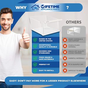 Pièces détachées pour appareils électroménagers Lifetime 2188656 Bac à légumes en plastique (SUPERIEUR) Neuf Compatible avec les tiroirs de réfrigérateur Whirlpool Kenmore - Product Image 3