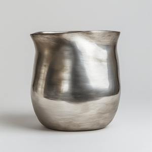 Vase contemporain élégant en métal en aluminium avec finition argentée brillante, parfait pour les maisons minimalistes et les intérieurs modernes - Product Image 6