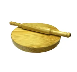 mid-century design Wooden Rolling Board Pin Belan Chakla Roti Kitchen Chapati Set Maker And Pastry Roller Round Home Wood Tool