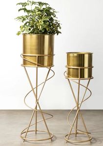 Juego de 3 macetas de metal de calidad superior, soporte para macetas para uso en el hogar y el jardín, maceta dorada y soporte dorado a precio de lote - Product Image 2
