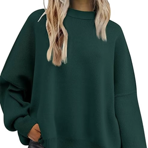 <b>WOMEN'S</b> FALL CHRISTMAS SWEATER <b>OVERSIZED</b> BATWING TRENDY CREWNECK SIDE SLIT KNITTED PULLOVER TOPS LOOSE CASUAL JUMPERS - Product Image 1