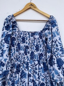 Personalizado elegante playa fiesta de cumpleaños noche Casual 100% algodón encaje cintura Natural patrón Floral impreso Maxi vestidos - Product Image 4