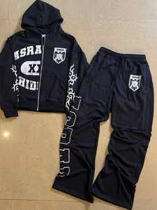 Sudadera con capucha y cremallera lavada con ácido para hombre con apliques de moda de alta calidad personalizados OEM y ODM al por mayor - Product Image 5