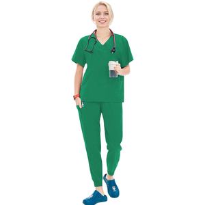 Logo personnalisé classique col en V femmes gommages anti-rides beauté ensemble uniforme médical soins infirmiers gommages costume pour le personnel hospitalier - Product Image 1