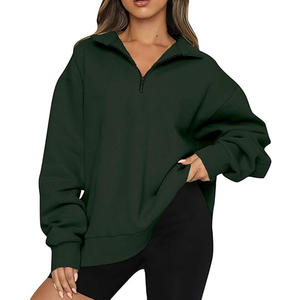 Sweat à capuche personnalisé unisexe lavé à l'acide avec demi-fermeture éclair de haute qualité 100% coton tissu éponge sweat-shirt d'hiver brodé de couleur unie long - Product Image 1