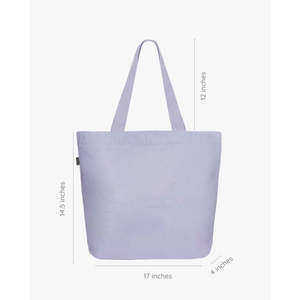 Bolso Tote Grande con Cremallera Sunny Side, de Tela de Color Sólido con Asa Única y Decoración de Letras, Forro de Poliéster Portátil - Product Image 3