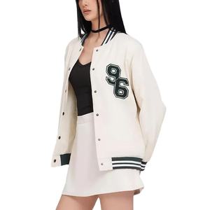 2025 Nueva manga elegante mezcla de lana moda ropa de abrigo universitaria Letterman bomber bordado personalizado chaquetas universitarias para mujer - Product Image 4
