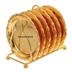 Juego de 6 posavasos de metal de latón de nuevo diseño con acabado dorado para posavasos decorativos para mesa de té y café de cocina - Product Image 1