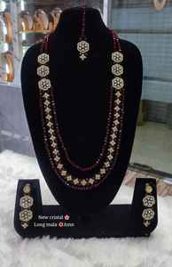 Conjunto de collar largo de lujo chapado en oro de piedra tradicional india y de moda con conjunto de joyería de pendientes para mujer - Product Image 2