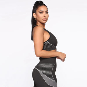 Conjunto de Yoga de mujer con logotipo personalizado, ropa deportiva para gimnasio, conjunto de Yoga de cintura alta, mallas deportivas, gimnasio sin costuras, diseño personalizado - Product Image 2