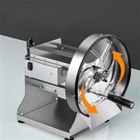 Commerciële elektrische automatische roestvrijstalen groente- en fruitsnijder voor uien, aardappelen, citroenen, kokosnootchips etc.
