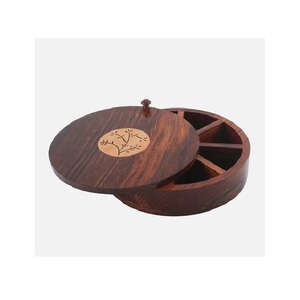 Boîte à épices en bois durable avec plusieurs sections pour stocker les assaisonnements et l'organisation des herbes d'épices de cuisine - Product Image 1