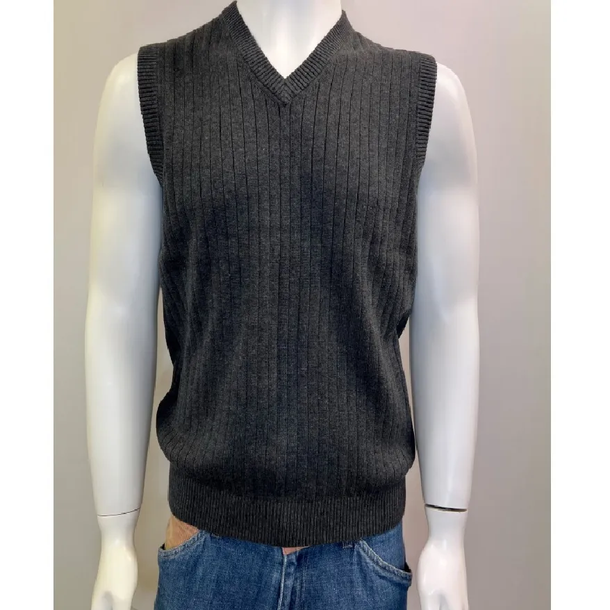 Autumn and Winter Men's Cashmere Cotton blend V Neck Vest / Waistcoat Pullover Knitted Casual Contracted Style Sweater in Stock