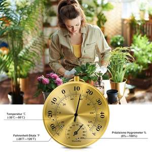 10 सेमी धातु दीवार थर्मामीटर हाइग्रोमीटर सजावटी डायल तापमान आर्द्रता घरेलू बगीचे के लिए आंतरिक उपयोग - Product Image 6