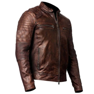 2025 New Style Lightweight Men's Genuine Leather Canvas Jacket Regular Fit Stand Collar Fashionable Winter <b>Coat</b> Front Logo - Product Image 4