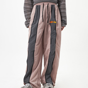 Custom Nylon Sweat <b>Trousers</b> for <b>Women</b> Oversized Baggy Wide Leg With Front Zip Opening Panels Jogger Track Pants - Product Image 1