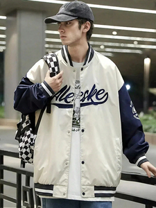 OEM High Quality Custom Embroidery Patches Stand Collar Wool Fabric Bomber <b>Jacket</b> <b>Men</b> Varsity Baseball Letterman <b>Jacket</b> Winter - Product Image 3