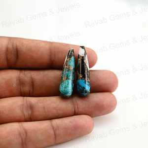 Turquesa Kingman de Búfalo Blanco Natural de Primera Calidad, 9x30 mm, Forma de Gota Lisa, Piedras Preciosas Sueltas para Joyería y Sanación - Product Image 3