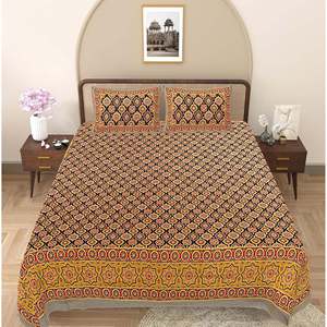 100% Cotton Super King Bedsheet Set with 2 Pillow Covers Yellow <b>Floral</b> 240 TC Comforter for Home Use 3-Piece Set - Product Image 2