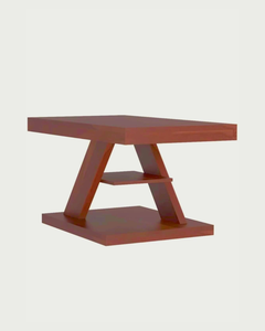 Table basse rectangulaire avec base inclinée unique Étagère inférieure en bois moderne et élément décoratif - Product Image 2