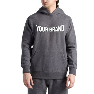 Wholesale Custom Men Hoodies 100% Cotton <b>Thick</b> <b>Fleece</b> Embroidered Oversized Pullover Sweatshirt Eco-Friendly Drop Shoulder - Product Image 1