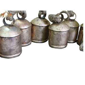 Handmade Indian Bells Recycled Iron Tin Cow Bells Rustic Antique Look Wall Vase Decorations for Home Restaurants Iron <b>Crafted</b> - Product Image 5