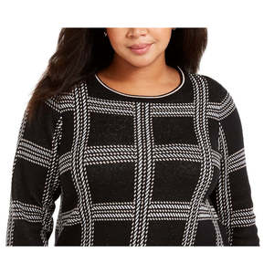 Maglione a quadri metallizzato da donna Charter Club, taglia extra large, nero - Product Image 2