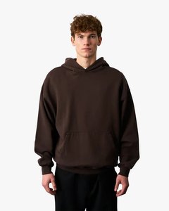 Custom Logo Accepted 100% Cotton Fleece Thermal Oversized Hoodie Unisex Sweatshirt Winter Solid <b>Chocolate</b> Color High Quality - Product Image 1