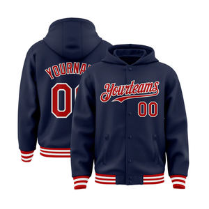 Chaqueta Varsity de grafiti de lana de moda para hombre estilo High Street con cuello vuelto y parche bordado - Product Image 4