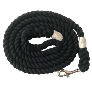 Conjunto de correa de perro de cuerda de algodón azul al por mayor con mango de cuero accesorios para mascotas arnés para perros suministro de fabricación - Product Image 6