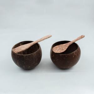 Ensaladera de coco orgánico Natural 100%, juego de cucharas de madera, vajilla ecológica portátil duradera apta para microondas y lavavajillas HF - Product Image 6