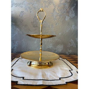 Présentoir à gâteaux en métal doré à 2 niveaux antique Présentoir à desserts Présentoir à gâteaux parfait pour toute occasion - Product Image 1