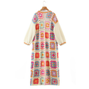 Nouveau cardigan en mohair à carreaux longs en <span class=keywords><strong>crochet</strong></span> vintage en gros pour femmes, printemps - Product Image 2
