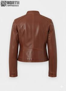 Chaqueta de cuero para mujer de tela suave de alta calidad hecha a medida, chaqueta de cuero transpirable para mujer al por mayor de fábrica, chaqueta de cuero personalizada - Product Image 2