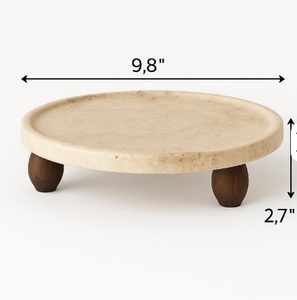 Natural Marble Round Serving Tray <b>Riser</b> Handmade Display Stand Fruit Cheese <b>Table</b> Accent - Product Image 3