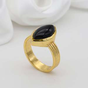 Black Onyx Brass <b>Ring</b> 18k <b>Gold</b> Plated Classic Vintage Wholesale <b>Ring</b> For Women - Product Image 4