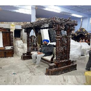 Big Floor Standing Oonjal Jhula for Living Room Peacock Design Teak Wood Hand Carved <b>Swing</b> High Quality Wooden <b>Swing</b> for Home uk - Product Image 1