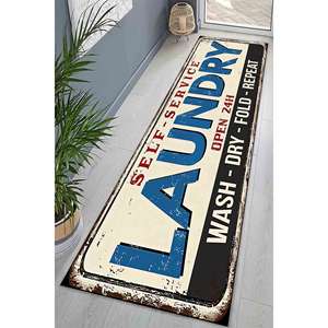 Tapis imprimé antidérapant à motifs modernes pour buanderie, tapis en chenille - Product Image 5